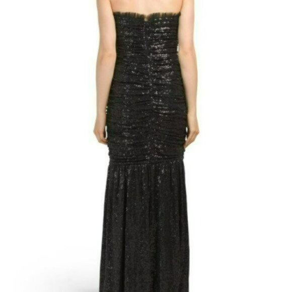 NWT Aidan Mattox Ruched Sequin Strapless Gown Party Cocktail Maxi Dress - Picture 3 of 10